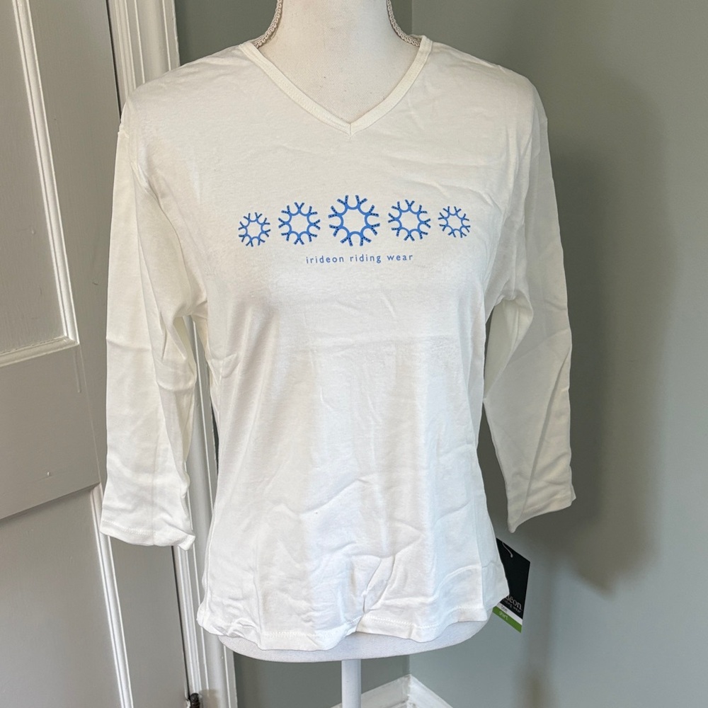 NWT Irideon‎ Snowflake Equestrian Winter White Top Size Large